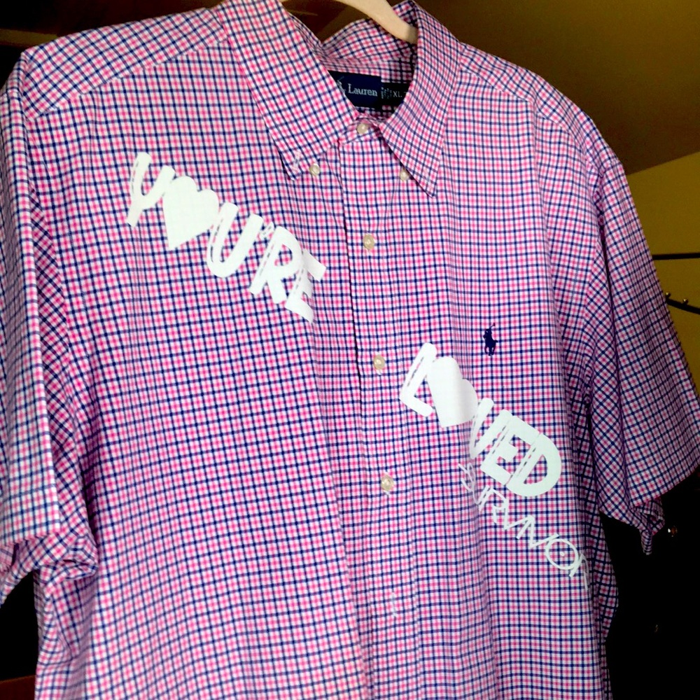 Ralph Lauren You’re Loved Pink Blue Check Button Up Shirt